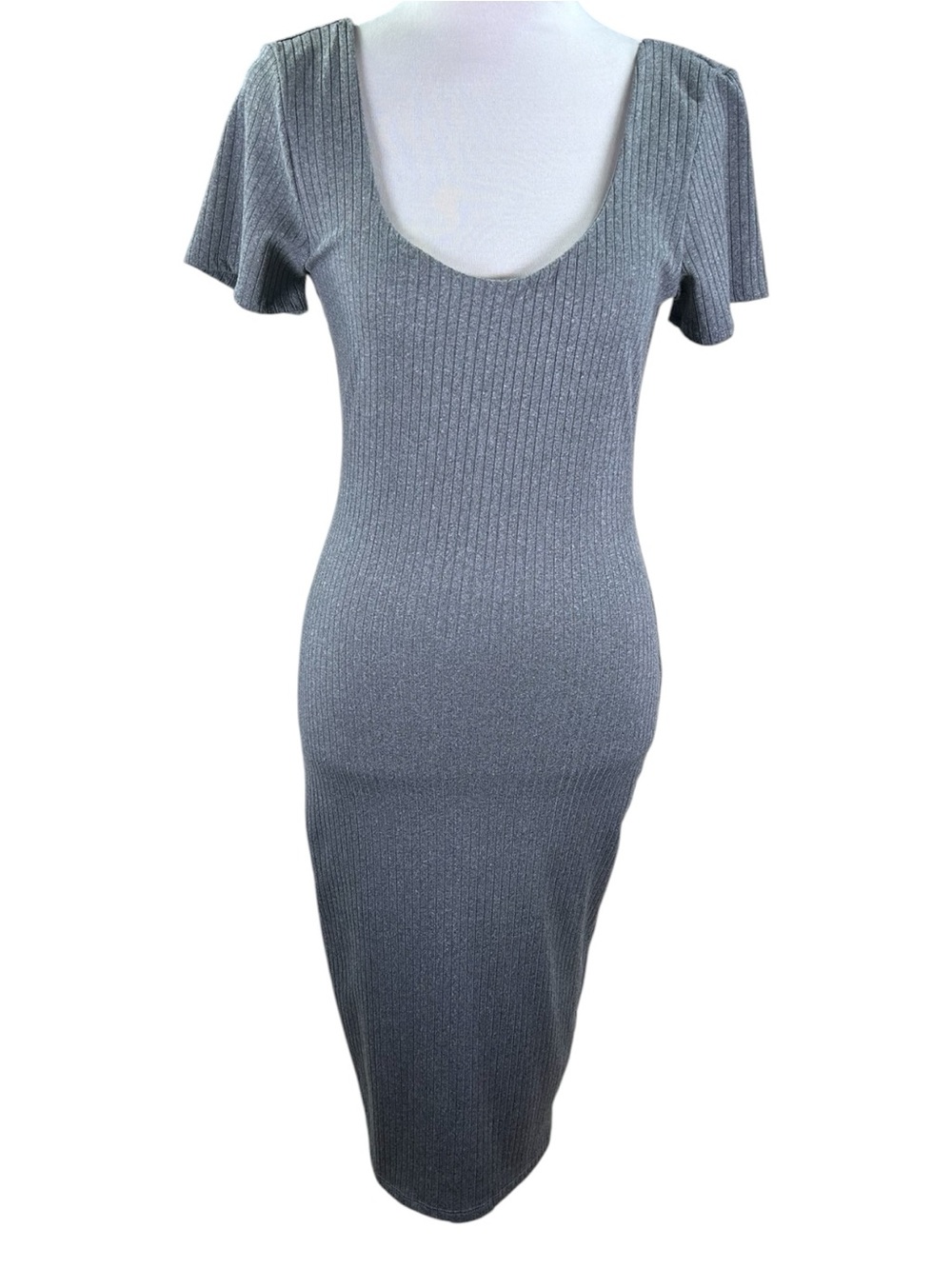Heart & Hips Double Layer Ribbed Bodycon Dress Women’s M Charcoal Gray